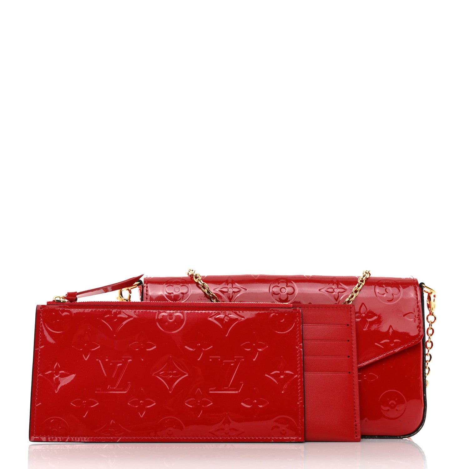 Louis Vuitton Vernis Felicie Pochette Chain Wallet Cherry 2 of 11