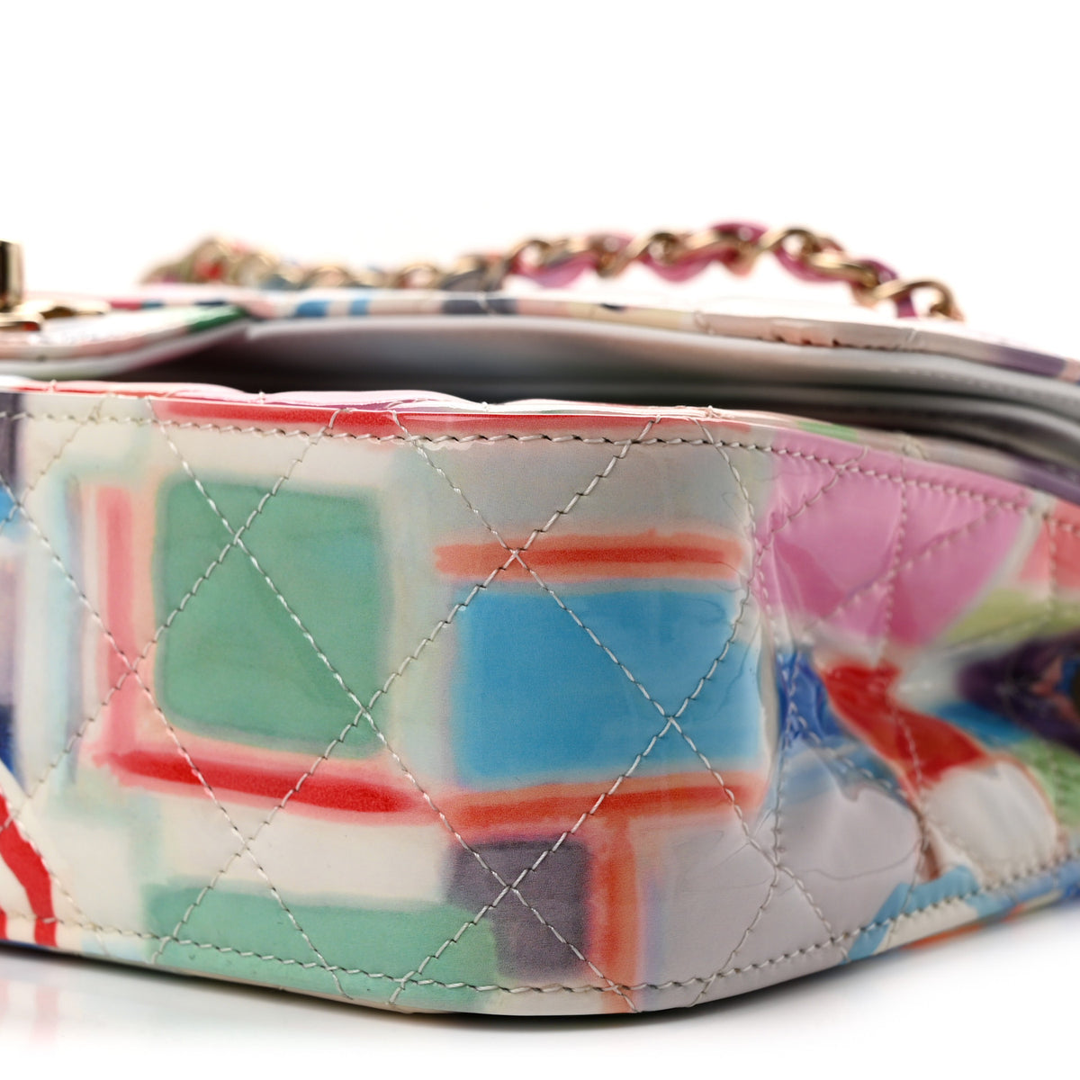 Chanel Patent Calfskin Printed Quilted Medium Double Flap Multicolor 10 of 10
