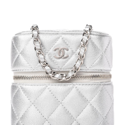 Chanel Metallic Lambskin Quilted Phone Holder With Chain Silver 10 of 10