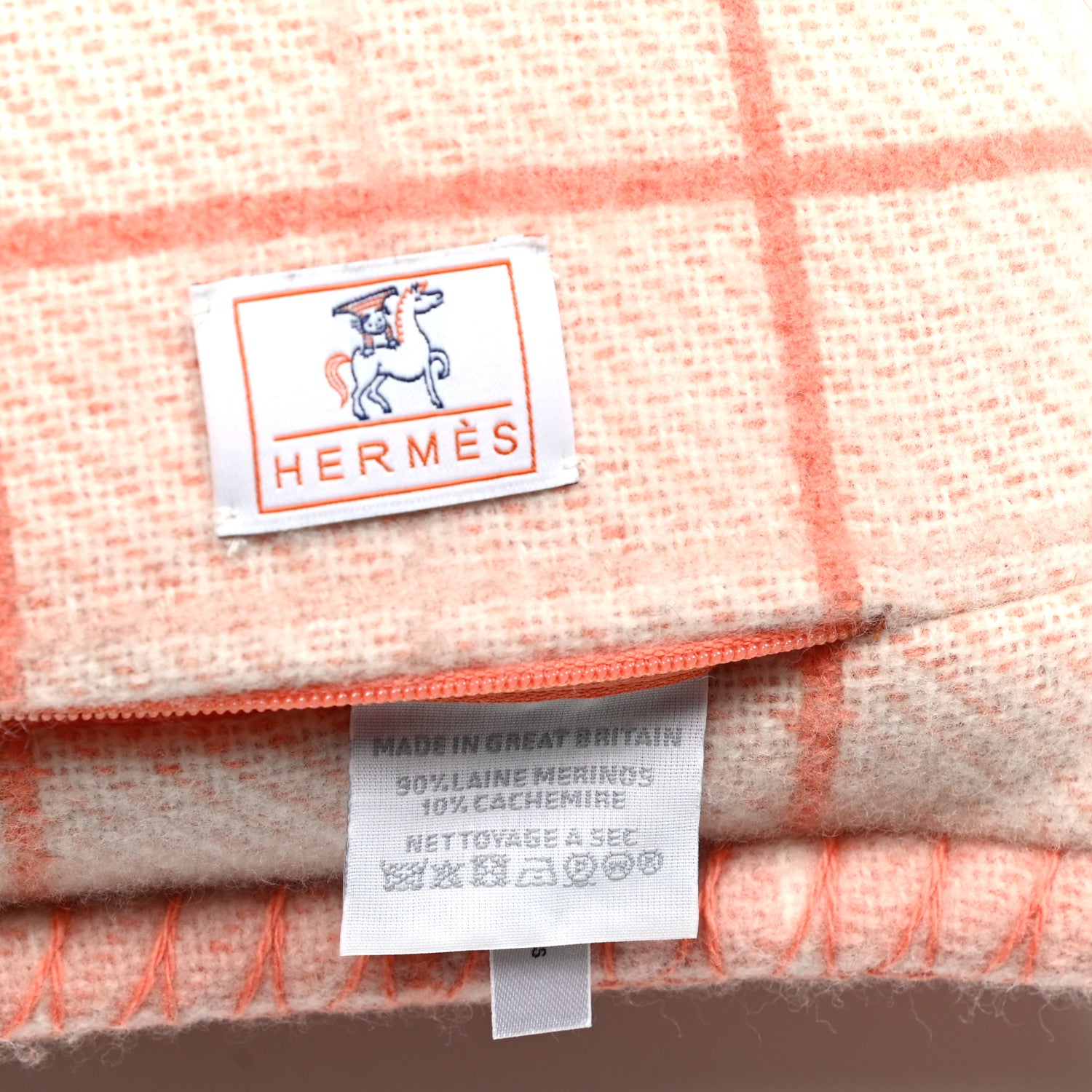 Hermes Wool Cashmere Avalon Cabriole Pillow Melon 4 of 4
