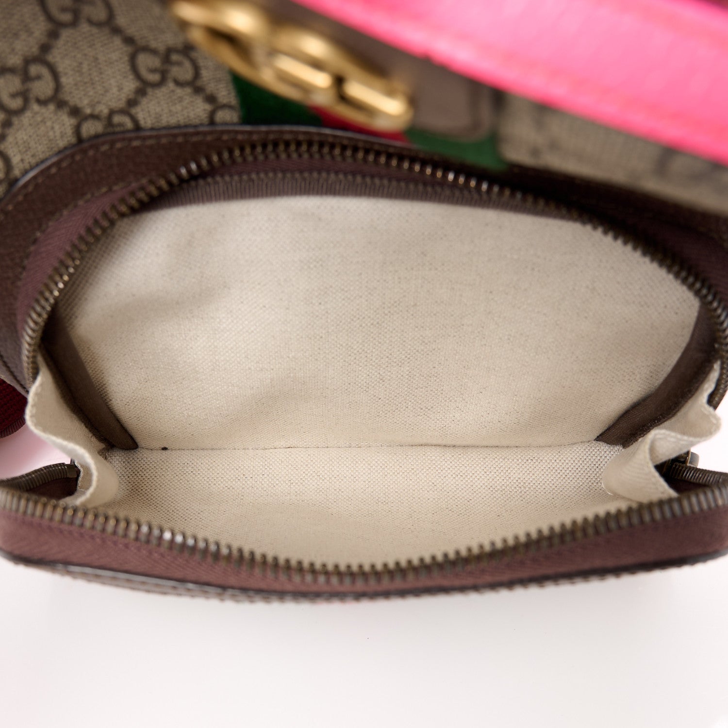 Gucci GG Supreme Monogram Textured Dollar Calfskin Web Small Ophidia Day Backpack Beige Ebony Fluorescent Fuchsia 6 of 11