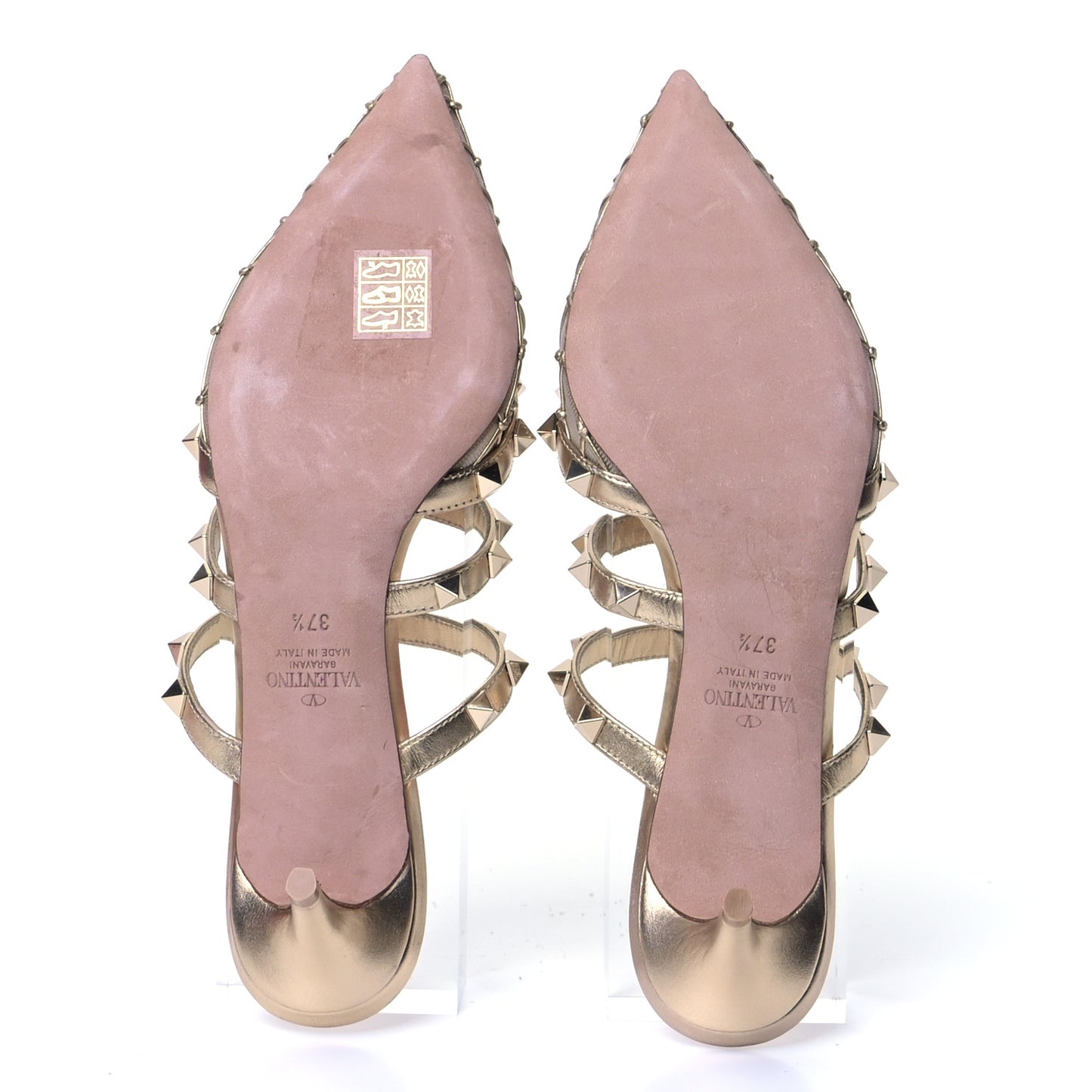 Mesh Metallic Calfskin Boudoir Rockstud 50mm Cage Mules 37.5 Skin