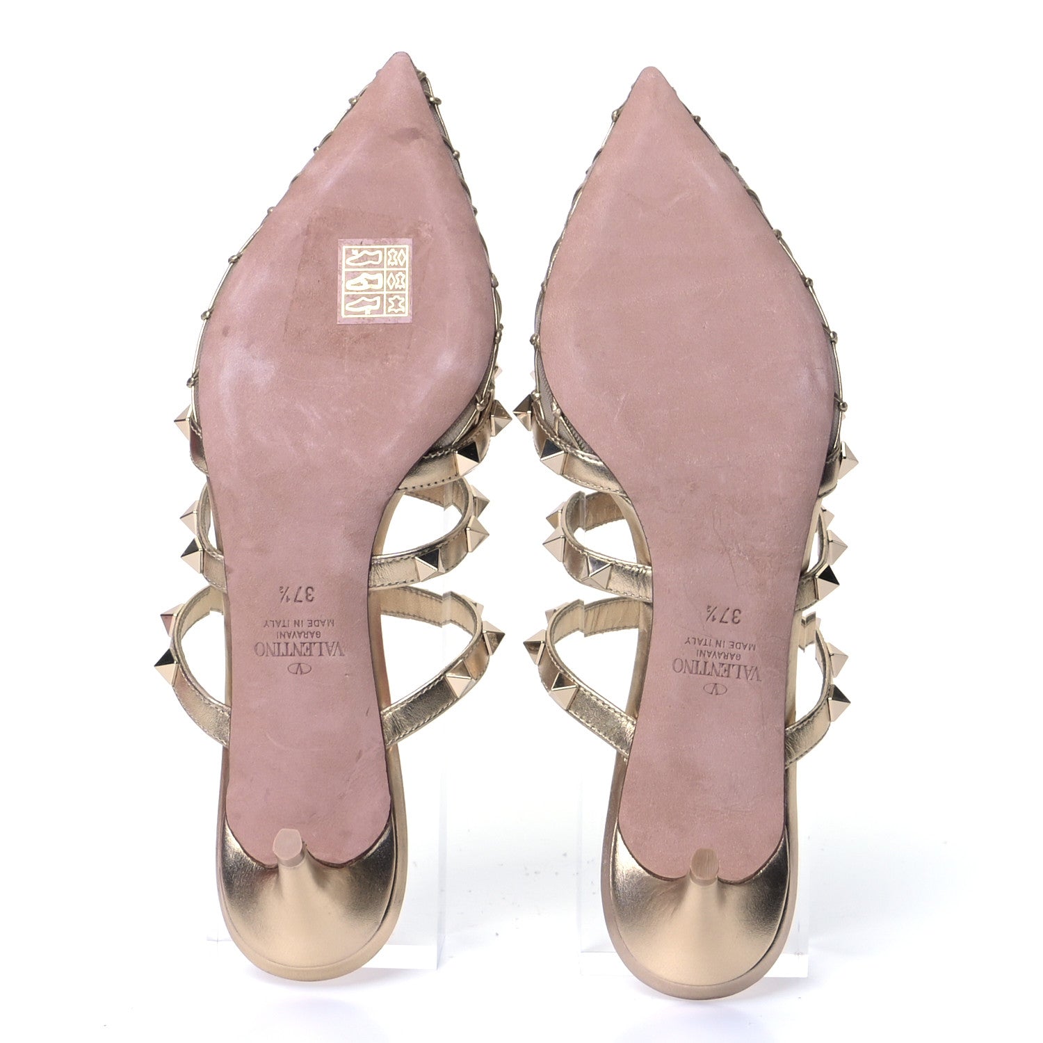 Valentino Garavani Mesh Metallic Calfskin Boudoir Rockstud 50mm Cage Mules 37.5 Skin 6 of 9