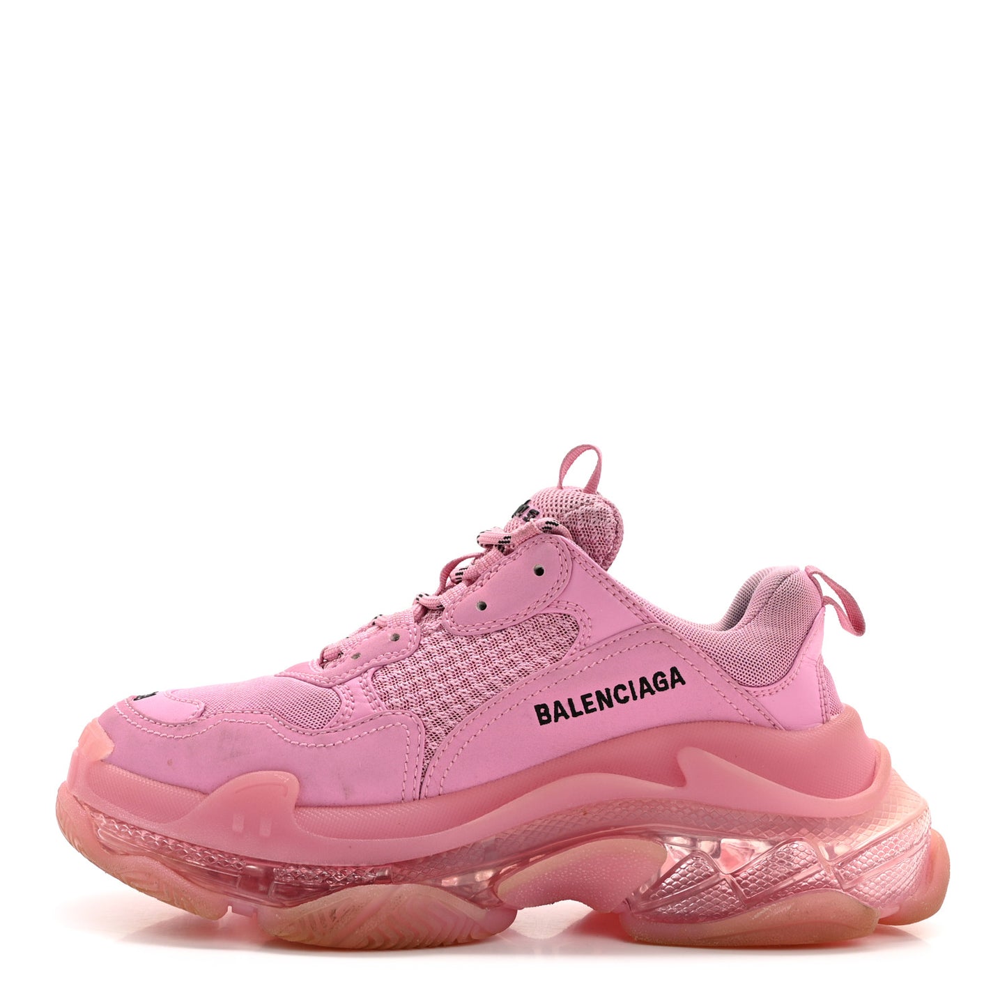 Fabric Mesh Clear Sole Womens Triple S Sneakers 38 Pink