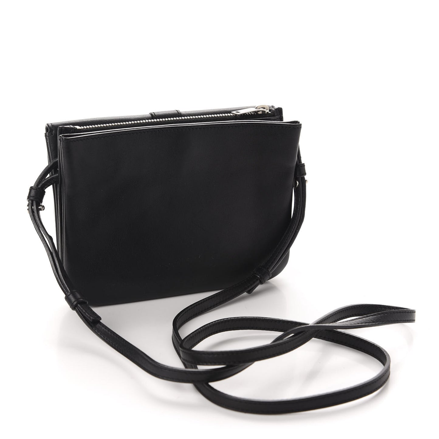Calfskin Monogram Tri Pocket Crossbody Bag Black