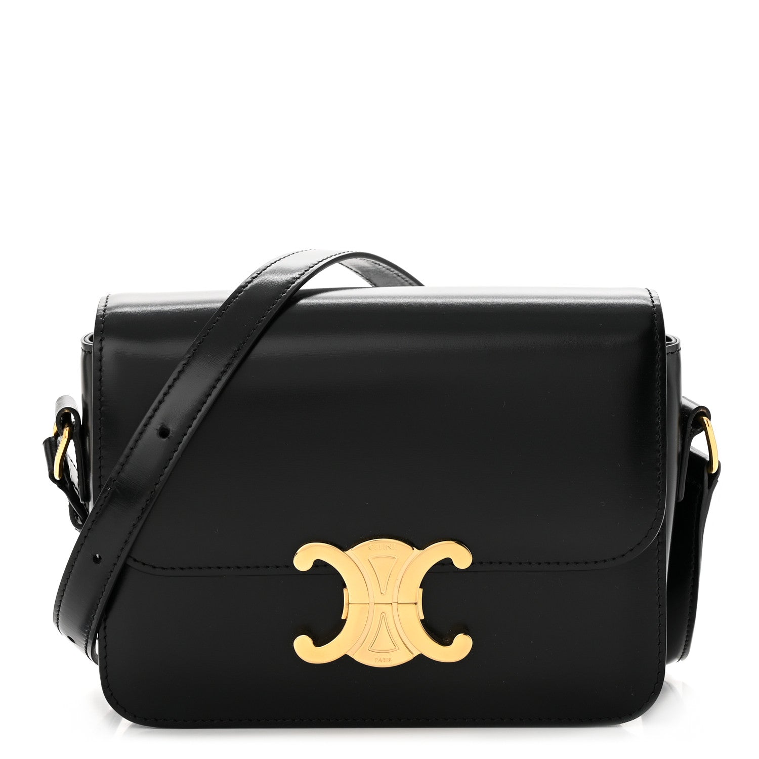 Celine Shiny Calfskin Teen Triomphe Black 1 of 11