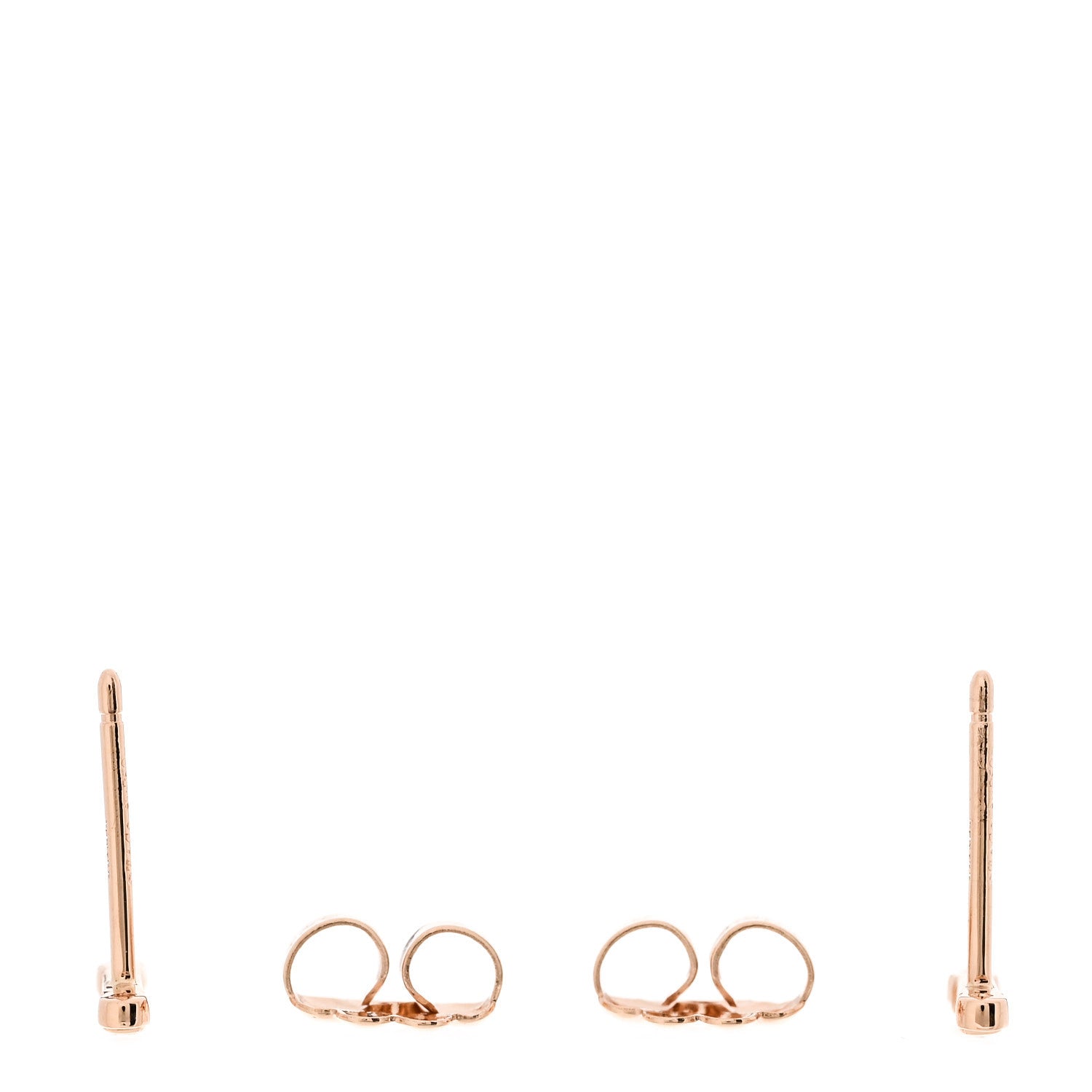 Tiffany 18K Rose Gold Diamond Fleur de Lis Key Bar Earrings 3 of 6