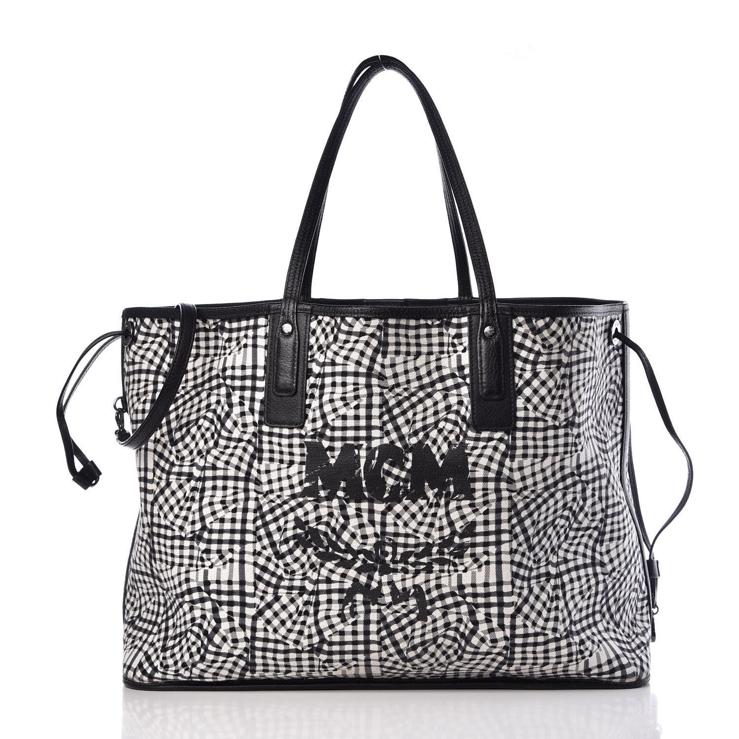 MCM Visetos Large Liz Reversible Shopper Tote Black 3 of 11