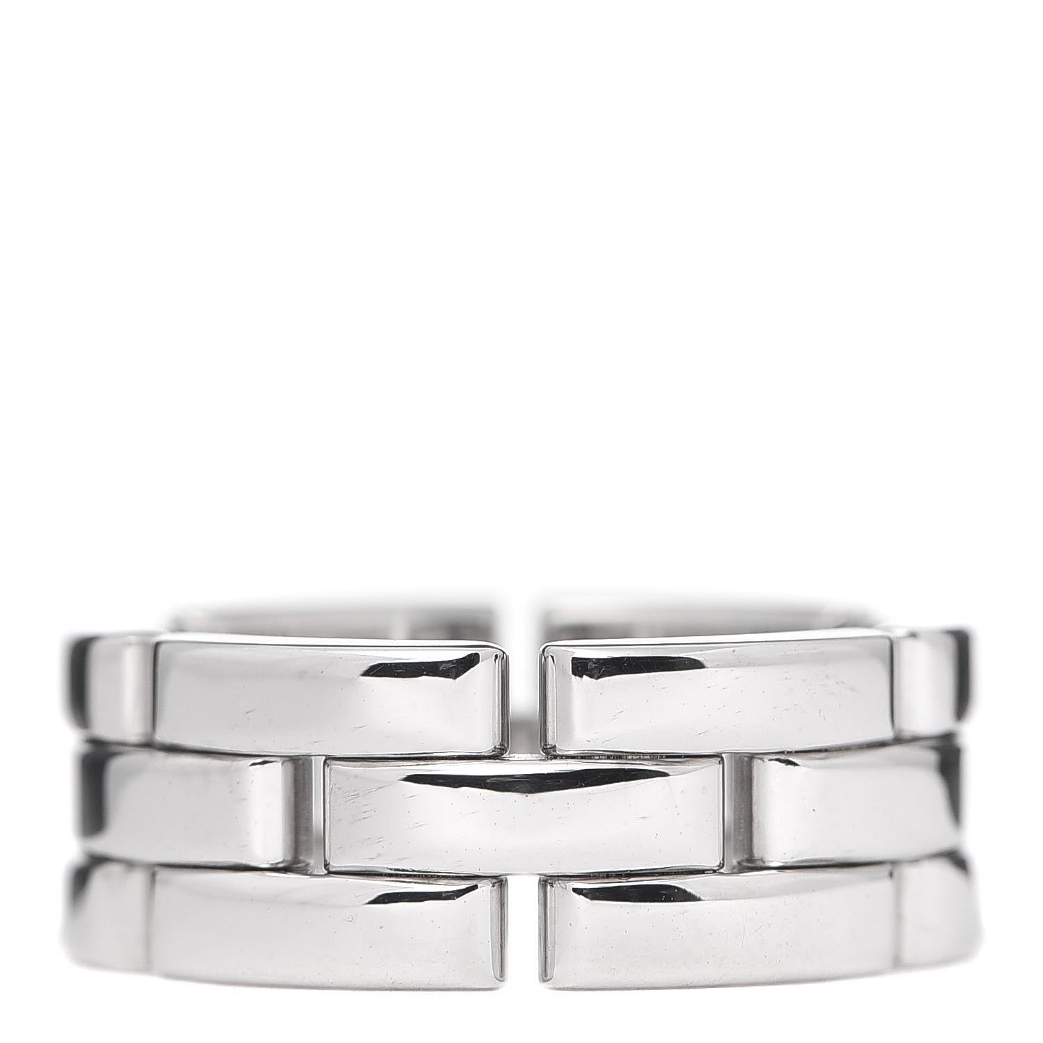 Cartier 18K White Gold Maillon Panthere 3 Row Ring 53 6.5 3 of 4