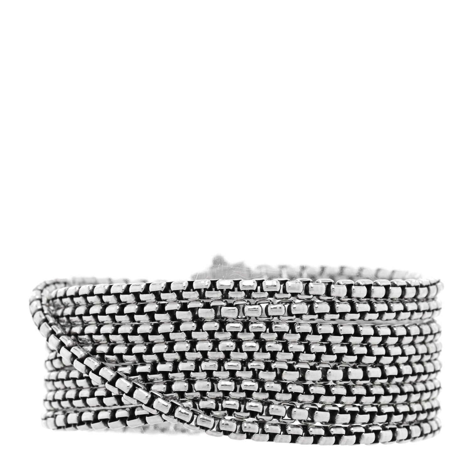 David Yurman Sterling Silver Multi-Row Box Chain Bracelet 1 of 3