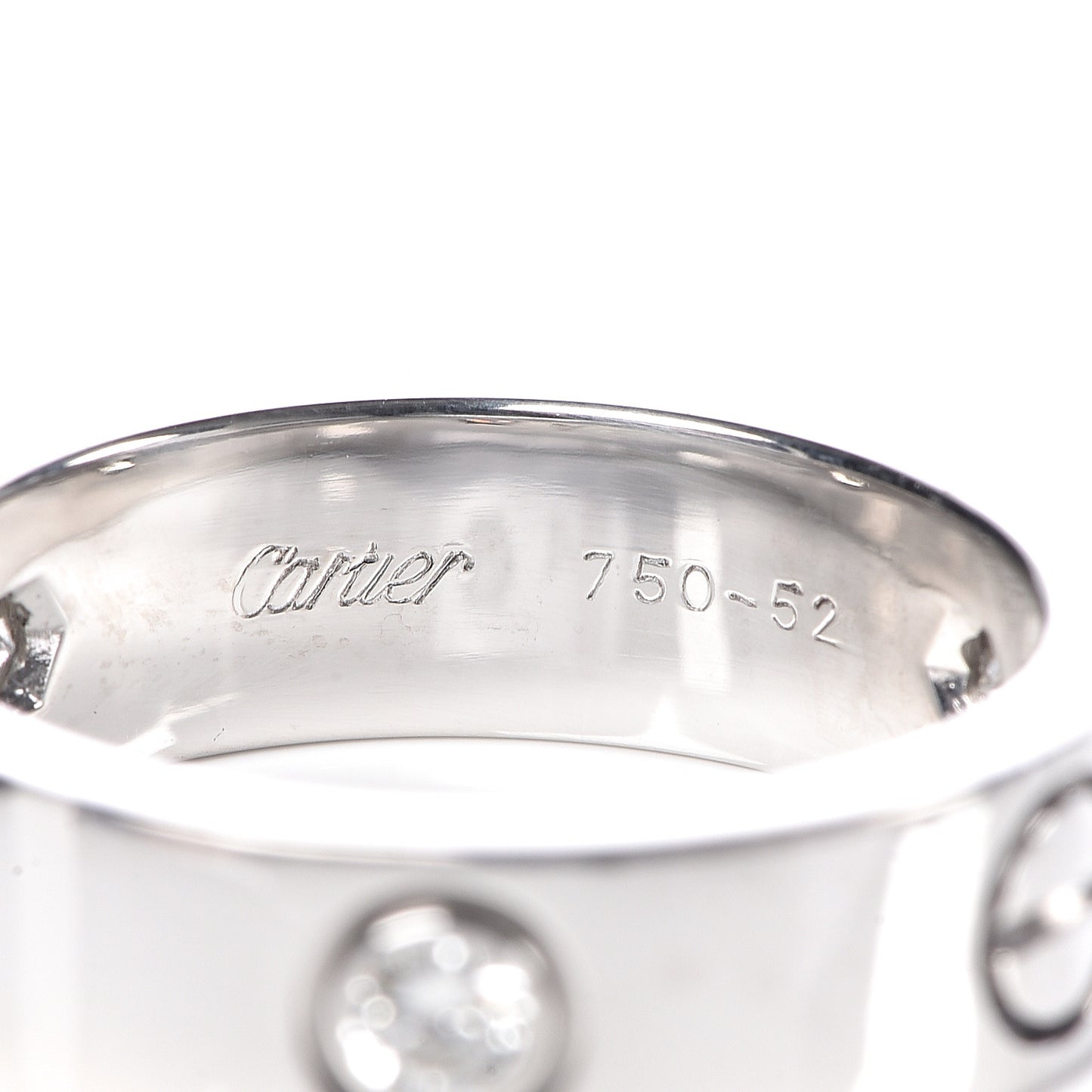 18K White Gold 3 Diamond 5.5mm LOVE Ring 52 6