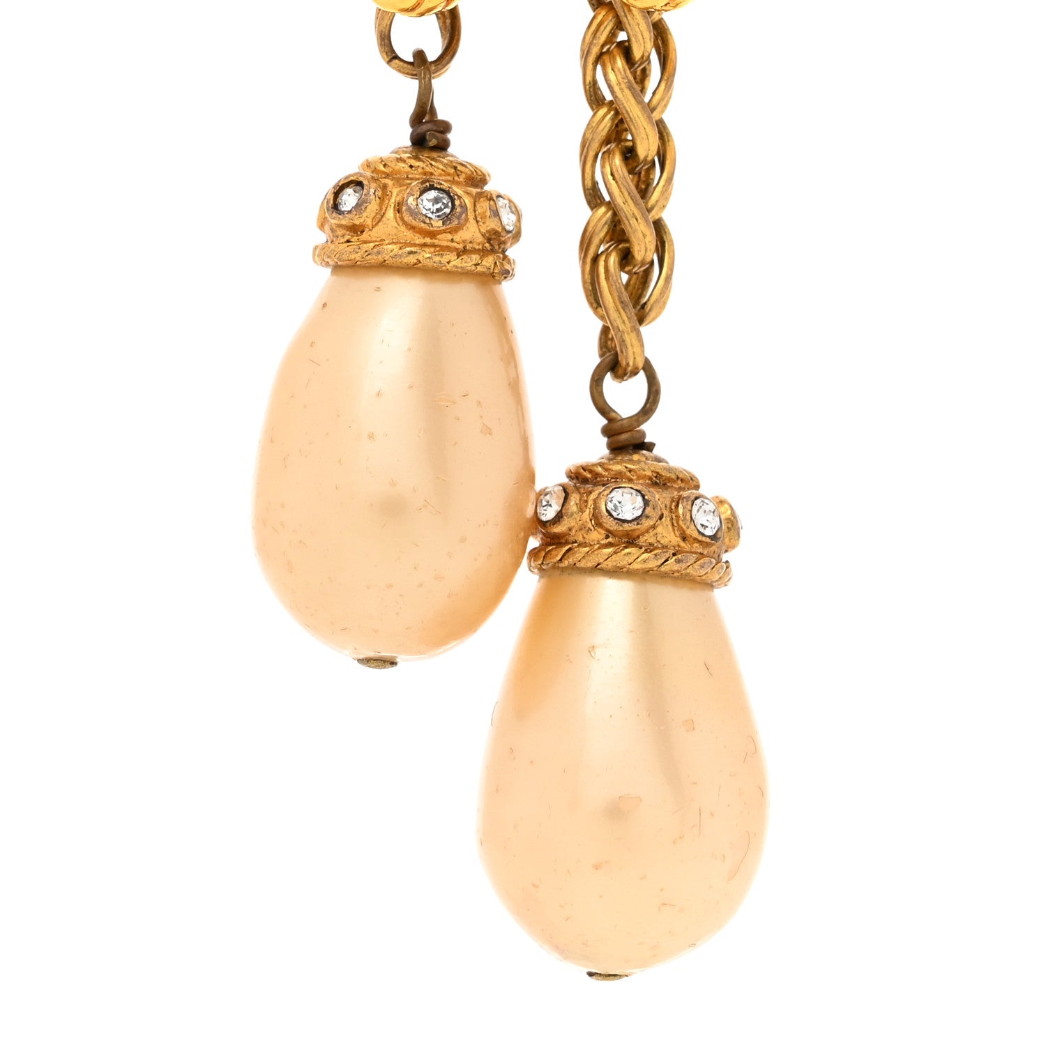 Chanel Pearl Crystal Chain CC Bolo Necklace Gold 5 of 6