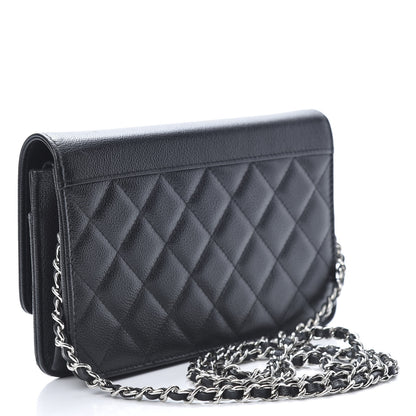 Chanel Grained Calfskin Quilted CC Box Wallet On Chain WOC Black 3 of 13