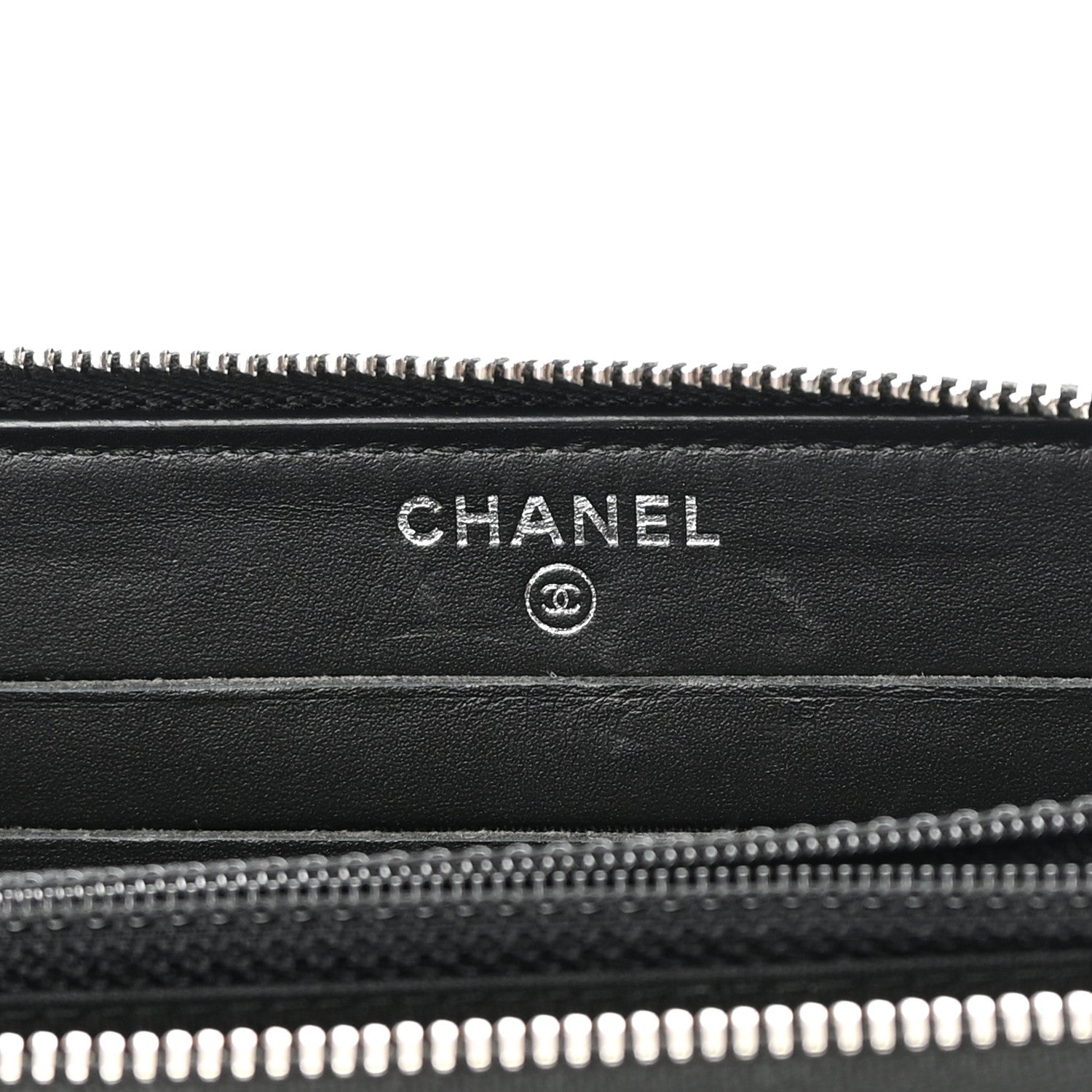 Chanel Lambskin Camellia Studded Medium Gusset Zip Around Wallet Black 6 of 12