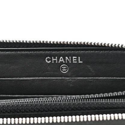 Chanel Lambskin Camellia Studded Medium Gusset Zip Around Wallet Black 6 of 12