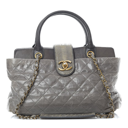 Chanel Glazed Calfskin Stingray Bindi CC Tote Grey 1 of 16