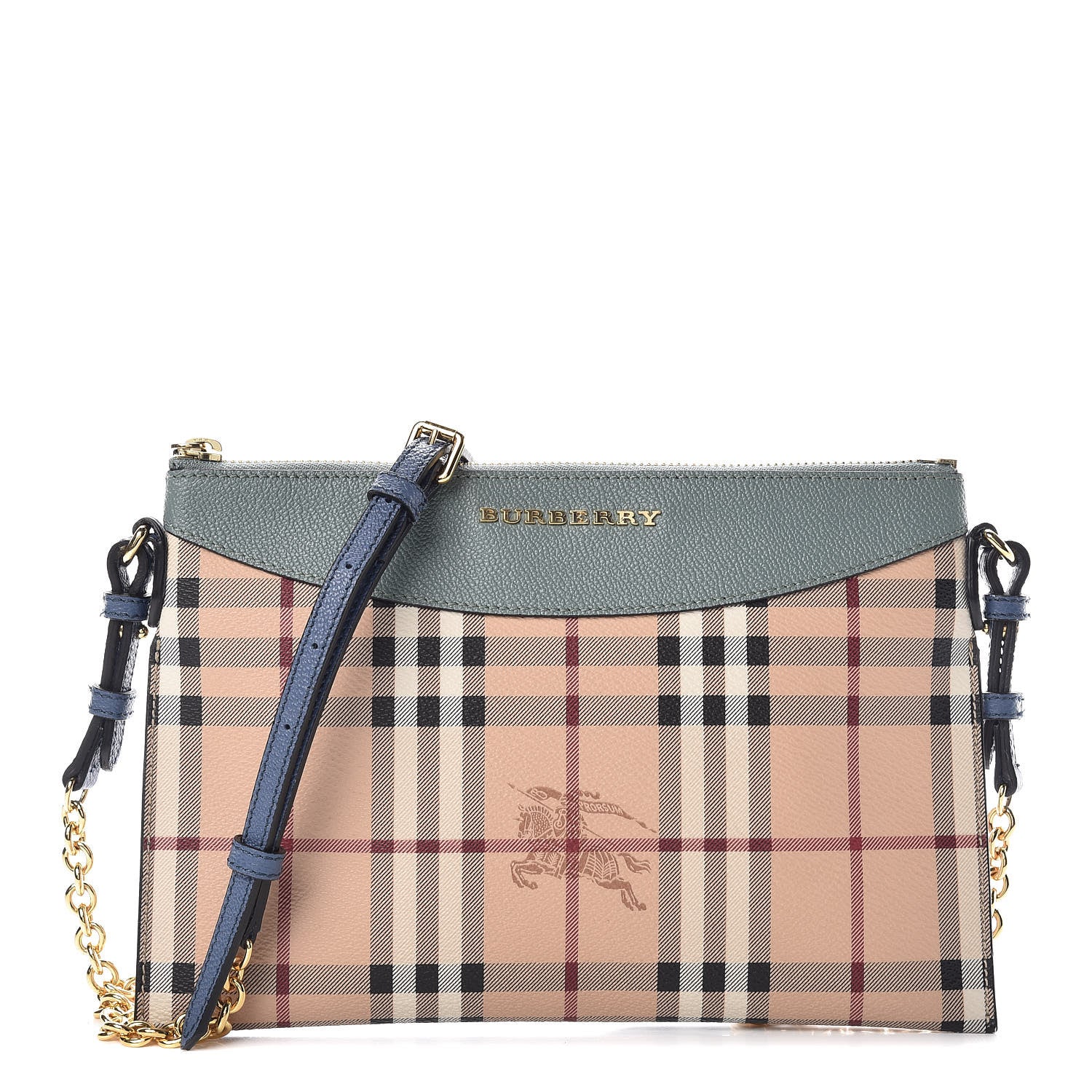 Burberry Haymarket Check Peyton Crossbody Clutch Bag Eucalyptus 1 of 10