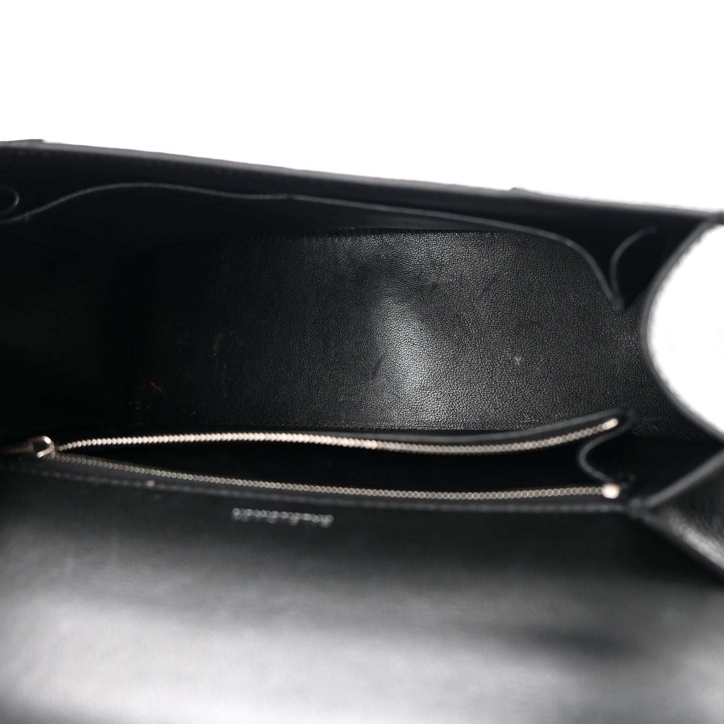 Grained Calfskin Medium Hourglass Top Handle Bag Black