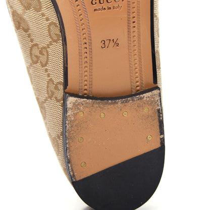 Gucci Canvas GG Monogram Horsebit Womens Jordaan Loafers 37.5 New Sand Friky Taupe 12 of 12