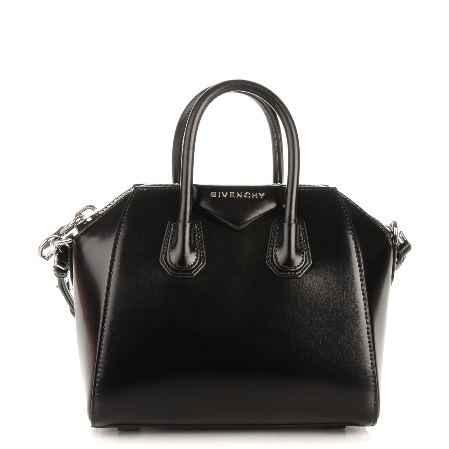 Shiny Lord Calfskin Mini Antigona Black