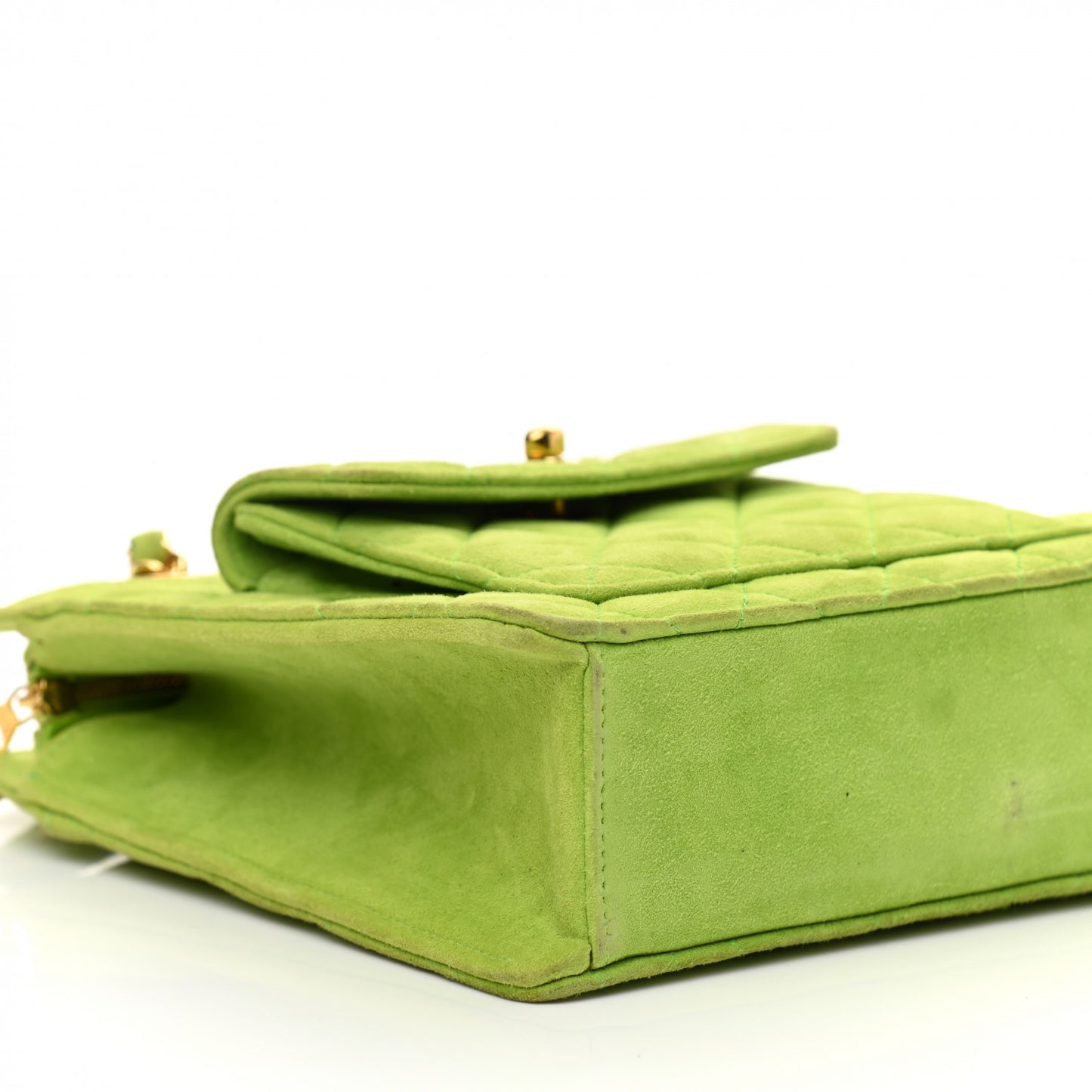 Suede Quilted CC Mini Shoulder Bag Green