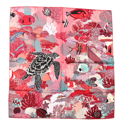Hermes Silk Under The Waves Scarf 90 Rose Rouge Violet 1 of 4
