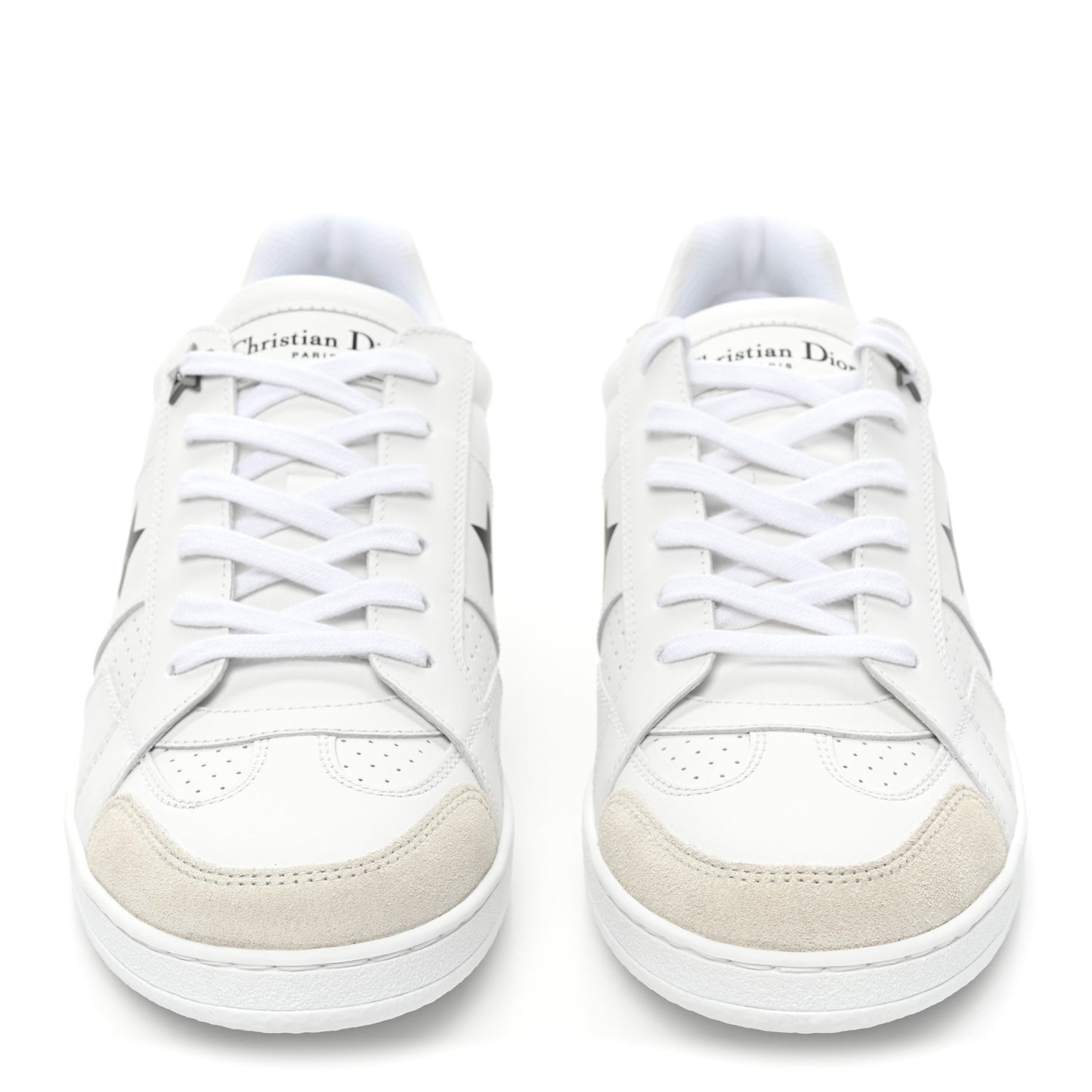 Calfskin Suede Dior Star Low Top Sneakers 38 White Black