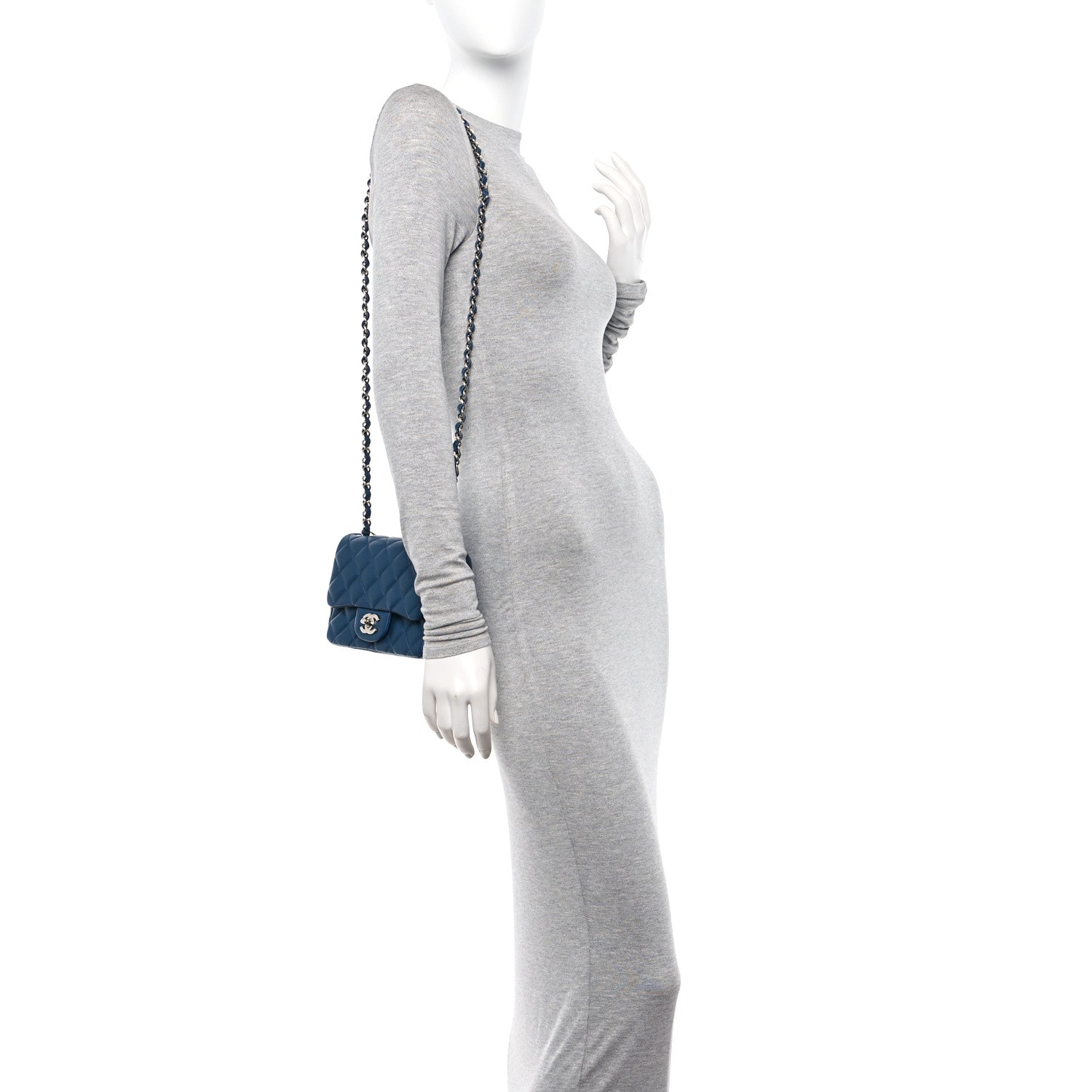 Chanel Lambskin Quilted Mini Square Flap Dark Blue 2 of 12