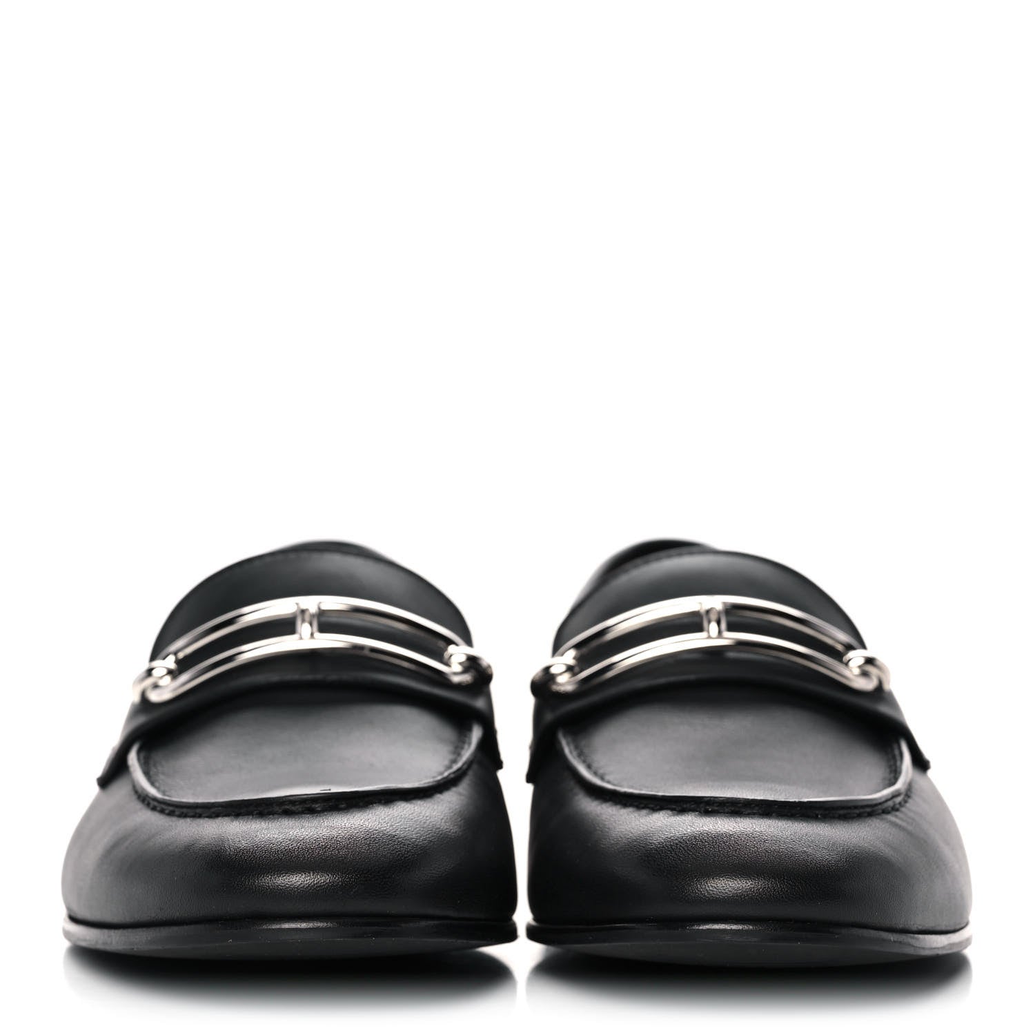 Hermes Calfskin Womens Colette Loafers 37 Black 2 of 9