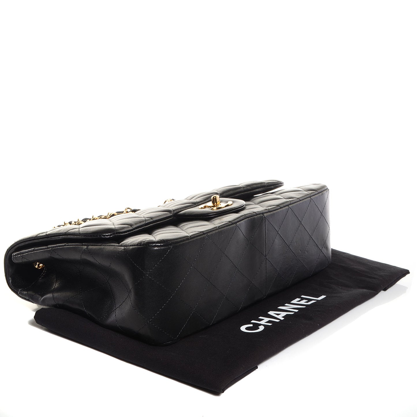 Lambskin Quilted Jumbo Single Flap Black