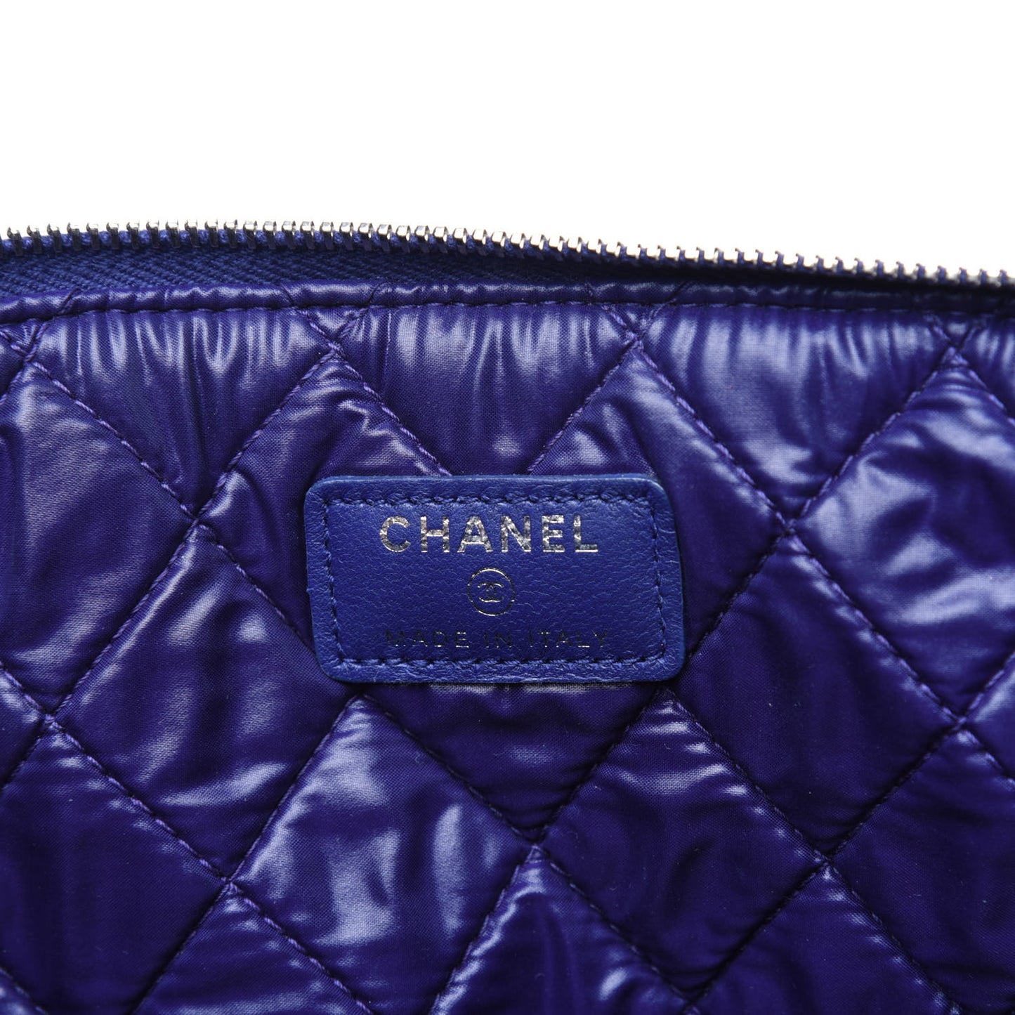 Lambskin Quilted Large Cosmetic Case Blue
