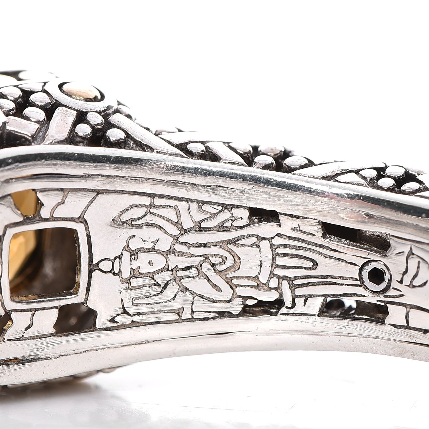 Sterling Silver 18K Yellow Gold Diamond Smoky Quartz Jaisalmer Cuff Bracelet