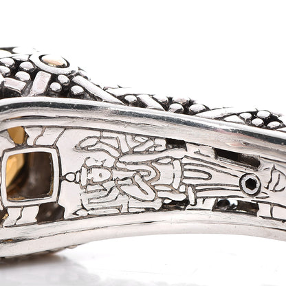 John Hardy Sterling Silver 18K Yellow Gold Diamond Smoky Quartz Jaisalmer Cuff Bracelet 5 of 9