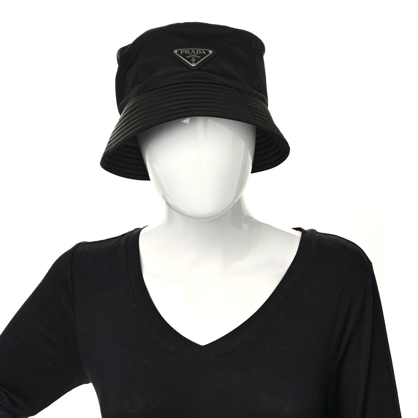 Re-Nylon Metal Triangle Logo Mens Bucket Hat XXL Black