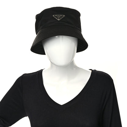 Prada Re-Nylon Metal Triangle Logo Mens Bucket Hat XXL Black 2 of 9