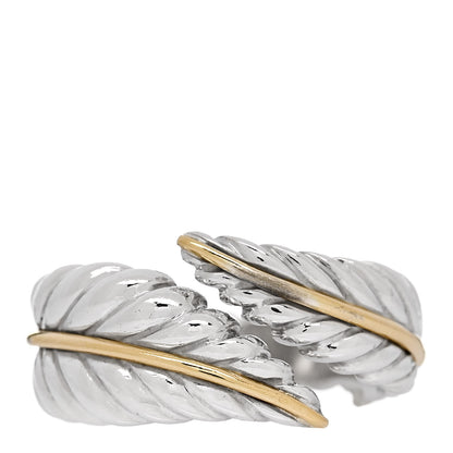 Tiffany Sterling Silver 18K Yellow Gold Leaf Bypass Ring 54 7 1 of 4