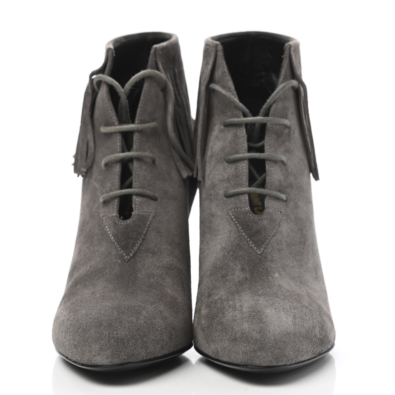 Saint Laurent Suede Fringe Anita 85mm Ankle Boots 35.5 Dark Grey 2 of 11