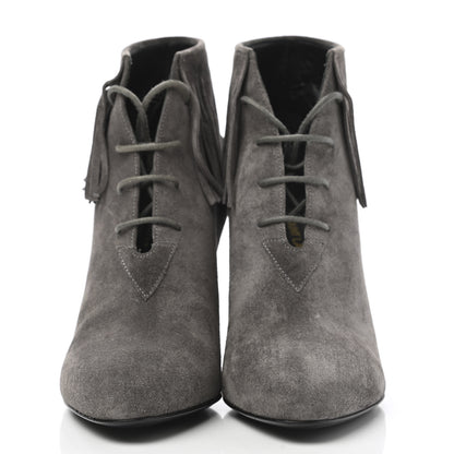 Saint Laurent Suede Fringe Anita 85mm Ankle Boots 35.5 Dark Grey 2 of 11