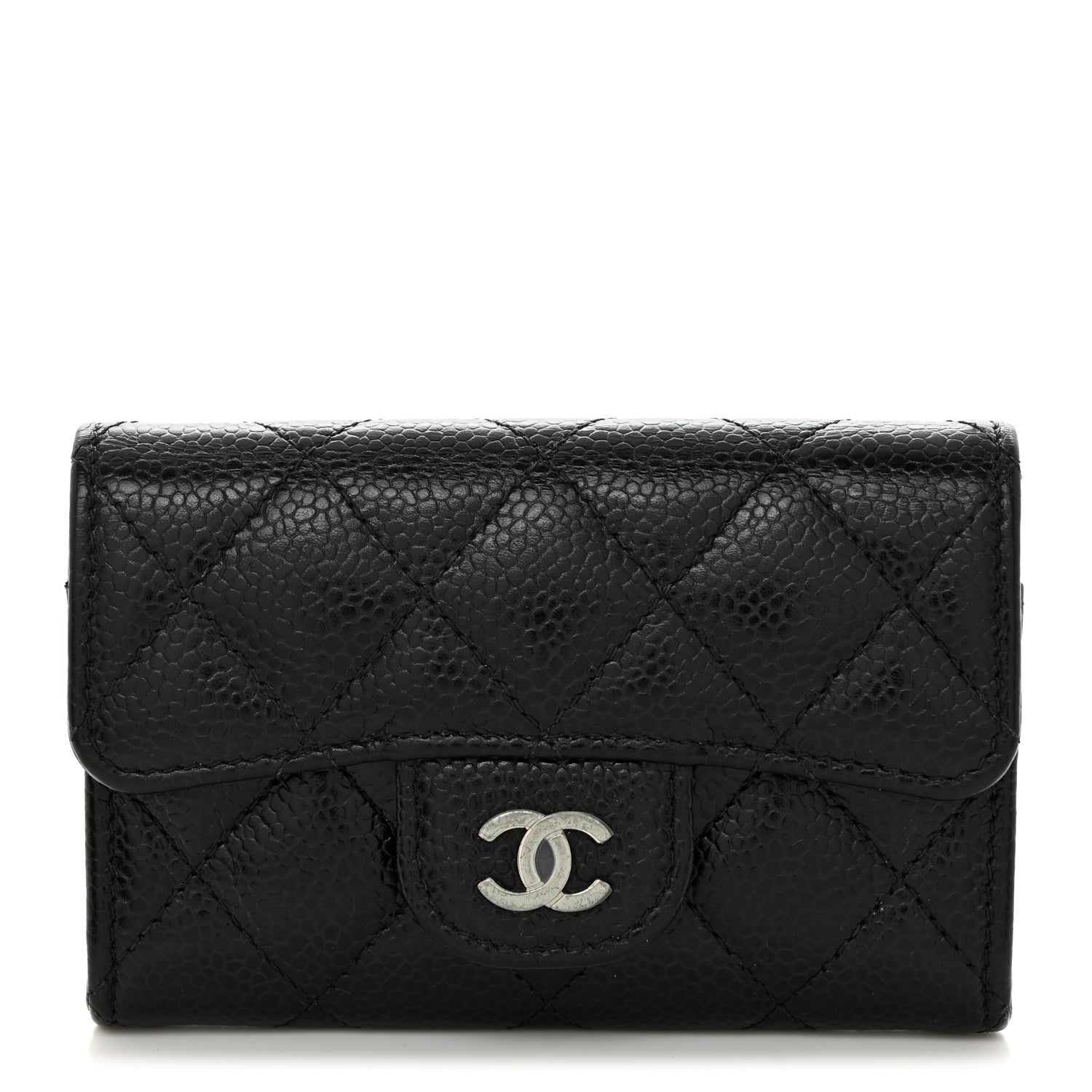 Chanel Caviar Quilted Flap Card Holder Wallet Black 1 of 10
