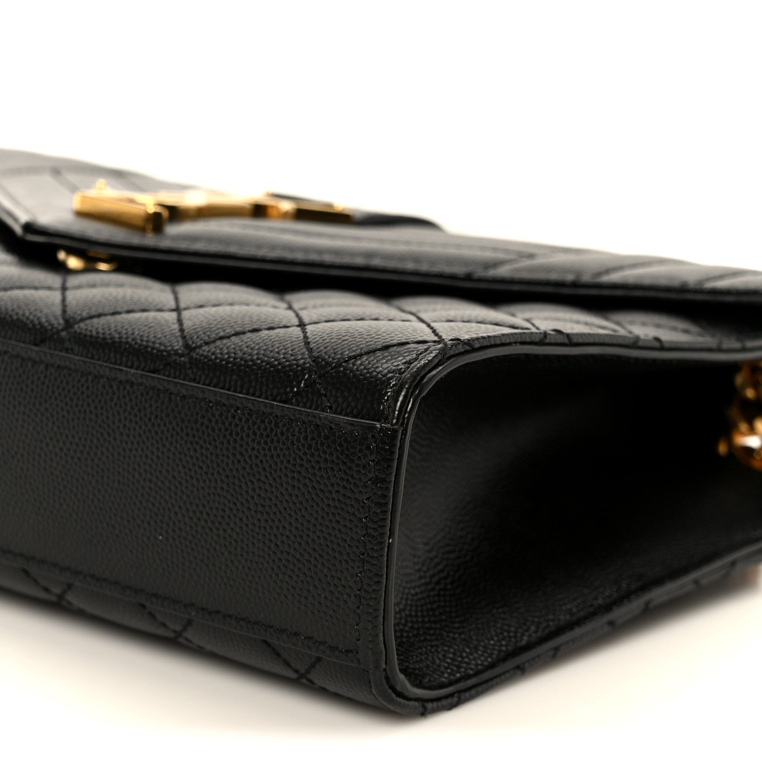 Saint Laurent Grain De Poudre Textured Mixed Matelasse Triquilt Medium Monogram Satchel Black 11 of 11