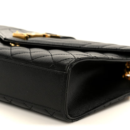 Saint Laurent Grain De Poudre Textured Mixed Matelasse Triquilt Medium Monogram Satchel Black 11 of 11