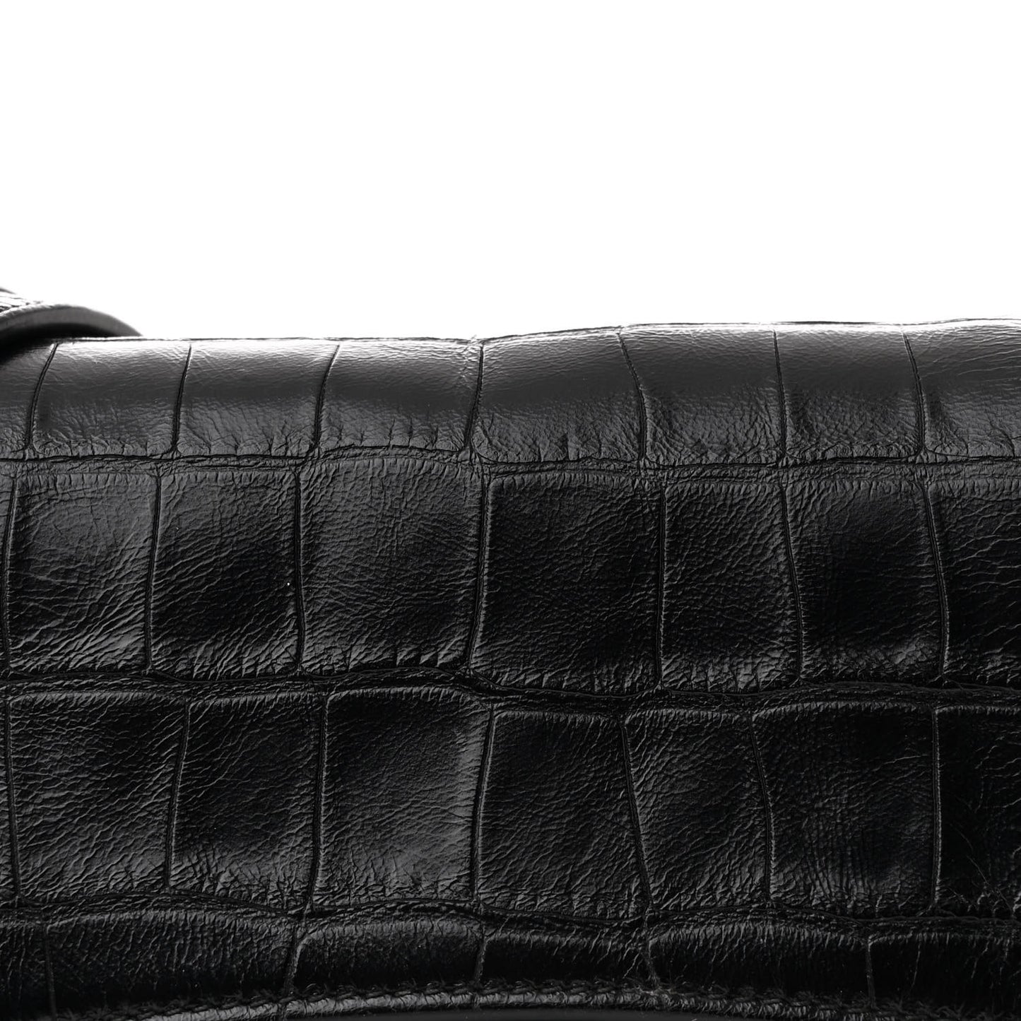 Extra Supple Calfskin Crocodile Embossed Monochrome XS Downtown Shoulder Bag Black