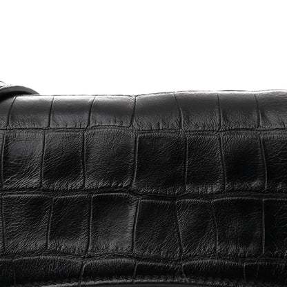 Balenciaga Extra Supple Calfskin Crocodile Embossed Monochrome XS Downtown Shoulder Bag Black 9 of 12