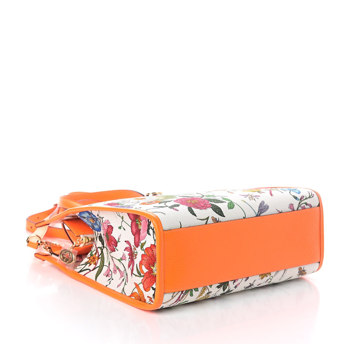 Canvas Medium Flora Tote White Multicolor Orange Fluo