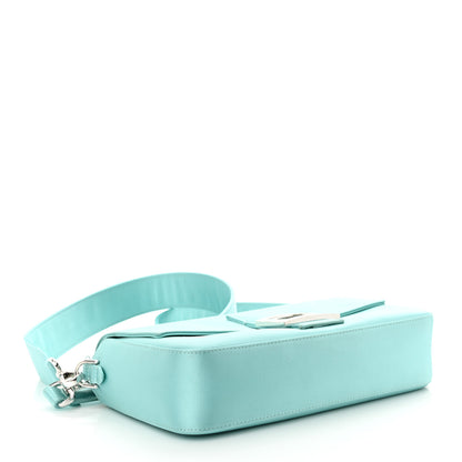 Fendi X TIFFANY Satin Nappa Silver Baguette Blue Tiffany Silver 4 of 13
