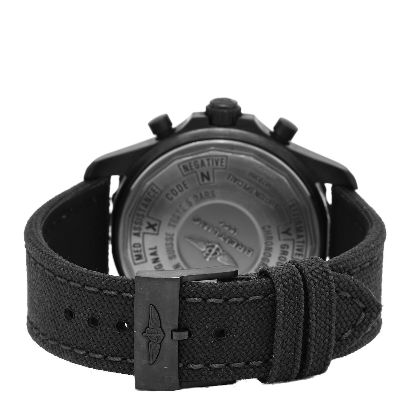 Black Steel Nylon 48mm Aerospace Military GMT Alarm Quartz Watch Black M78366