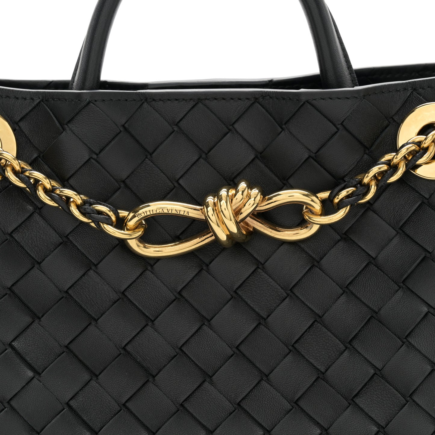 Nappa Intrecciato Small Andiamo With Chain Shoulder Bag Black