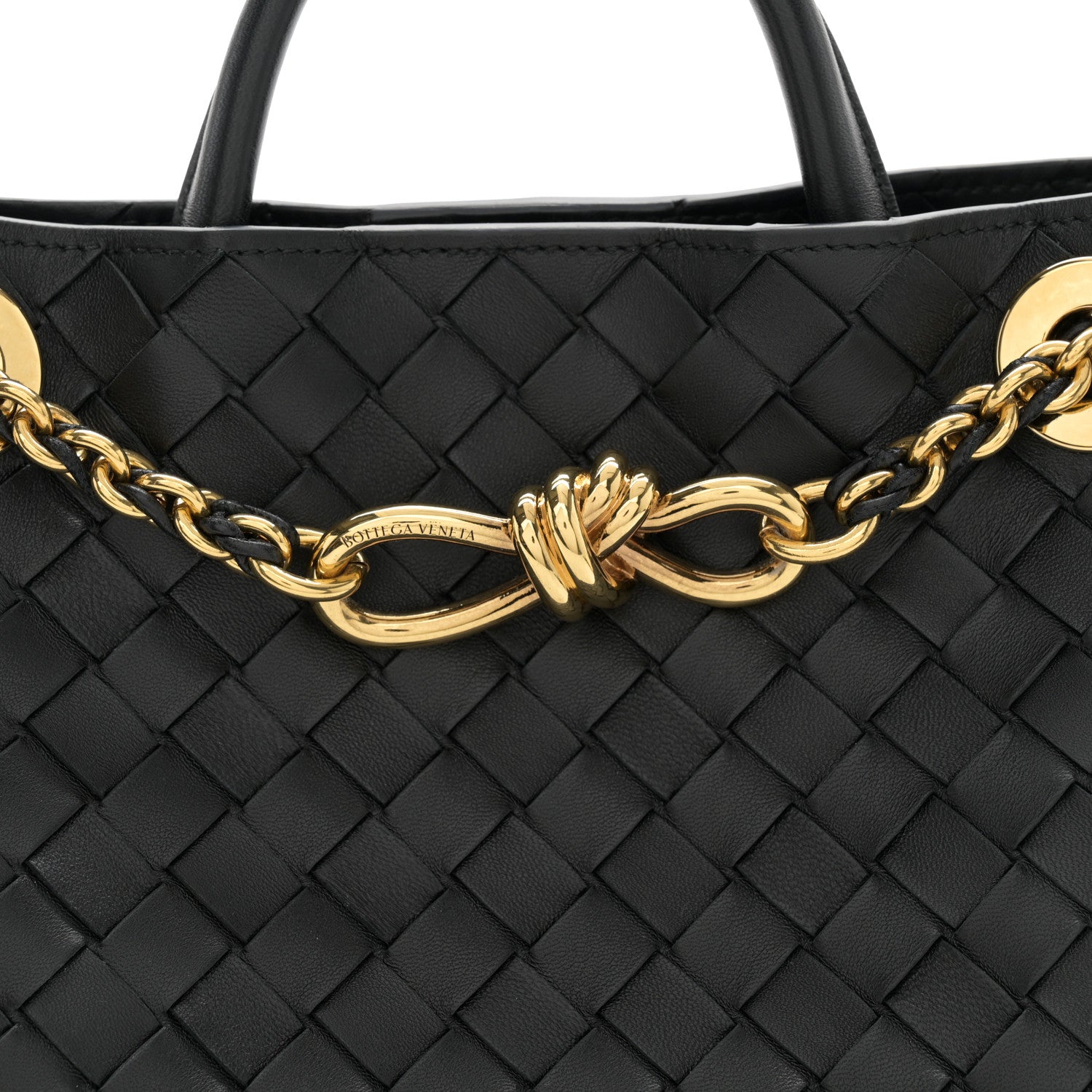 Bottega Veneta Nappa Intrecciato Small Andiamo With Chain Shoulder Bag Black 7 of 9
