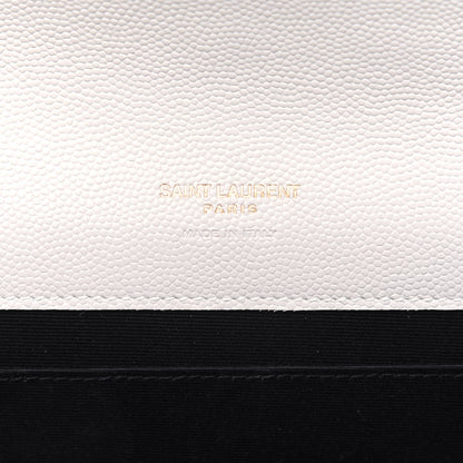 Saint Laurent Grain De Poudre Matelasse Chevron Monogram Envelope Clutch Blanc Vintage 6 of 12