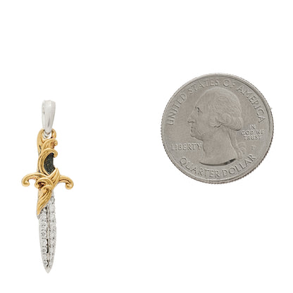 David Yurman Sterling Silver 18K Yellow Gold Diamond Waves Dagger Amulet Pendant 2 of 5
